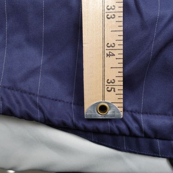 Kenneth Cole Reaction Long Windbreaker Men M Full Zip Blue Hooded Striped Lined - Picture 4 of 9